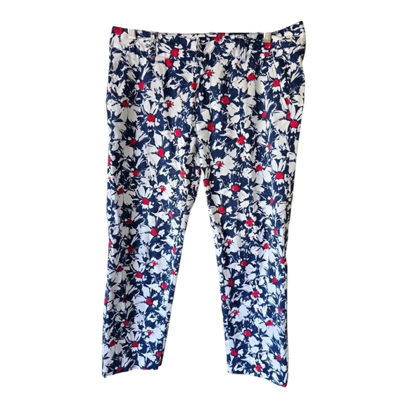 Tommy Hilfiger Women's Blue Cropped Floral Pants Size 6 Colorful Summer - Picture 1 of 11